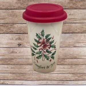 LENOX American by Design Holiday Comfort & Joy Travel Mug Cup Holly Ivory